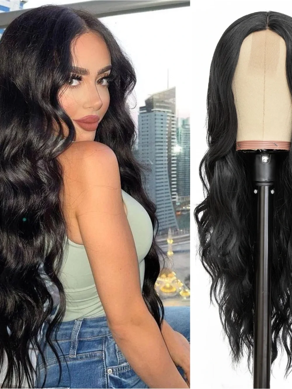 Black Long Wavy Women's Wig - Natural-Look Hair